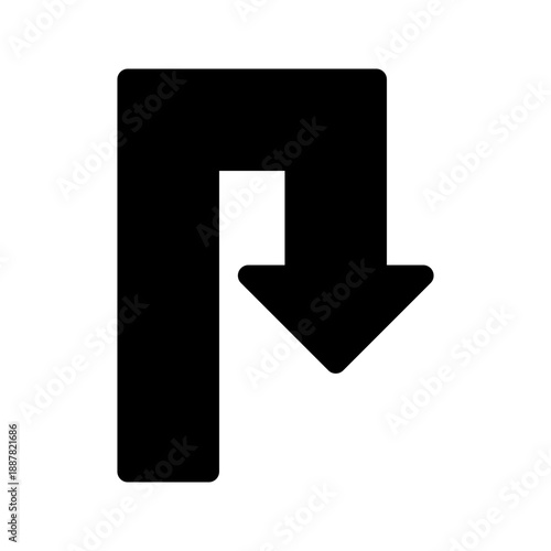 Traffic U-turn Arrow Icon Vector Design, U-turn Sign Icon