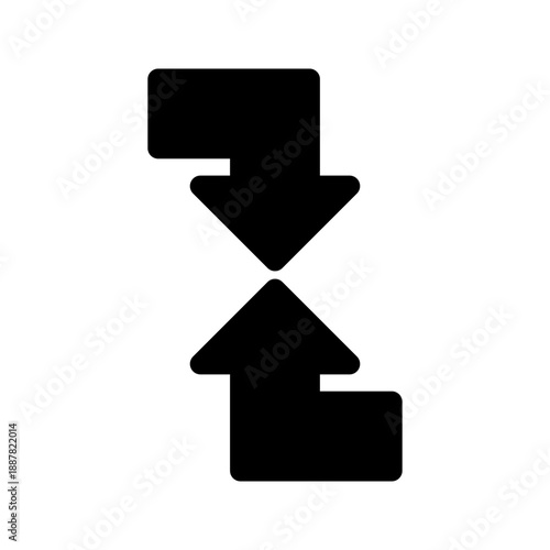 Two Inward Curved Arrows. Symbol of Midpoint, Connection, and Focus.