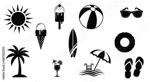 Summer vacation icons collection