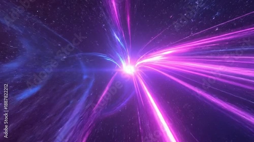 Abstract neon light trails create a dynamic and futuristic background effect.