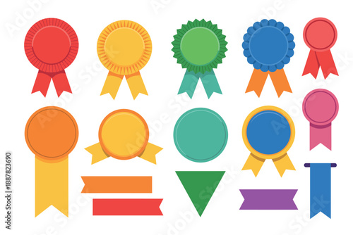 Award Ribbons and Banners Collection featuring various colors and shapes for luxury branding and achievements