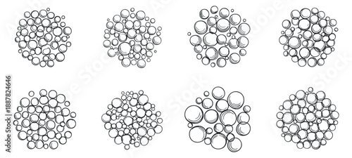 A collection of geometric bubble patterns in outline style, suitable for modern design projects and creative applications