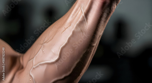 Muscular Arm Showing Veins Detail During Workout 