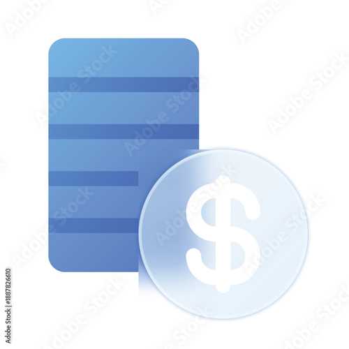 A blue credit card icon with a dollar sign symbol