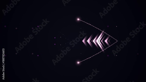 Digital Light Trails Moving Through Abstract Neon Arrow Shapes in Dark Background with Dynamic Visual Effects