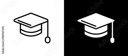 Mortaboard whiteblack icon