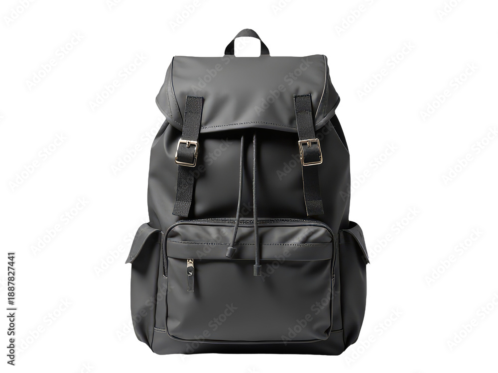 Naklejka premium A black backpack with two straps, perfect for outdoor activities and travel