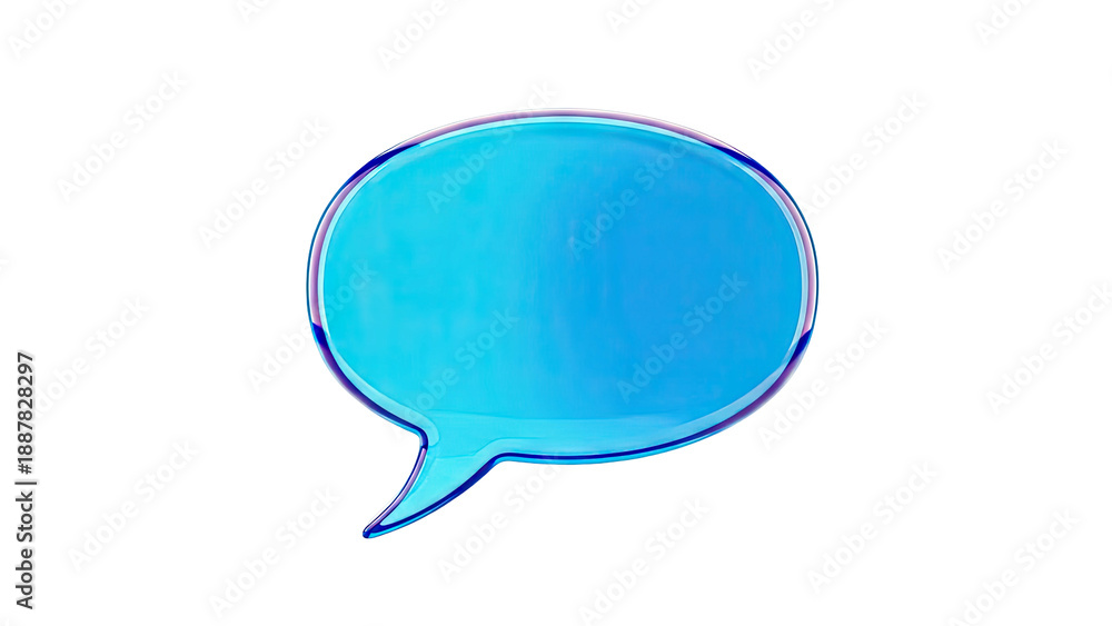 Fototapeta premium 3D Blue Glass Speech Bubble Icon