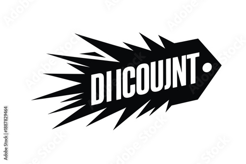 Bold discount sign with sharp burst shape promotional graphic design
