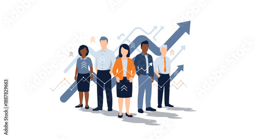 High-Performing Diverse Team Driving Strategic Market Growth and Business Success Vector Concept