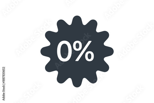 Cuadro en lienzo Dark blue starburst icon displaying zero percent with white text