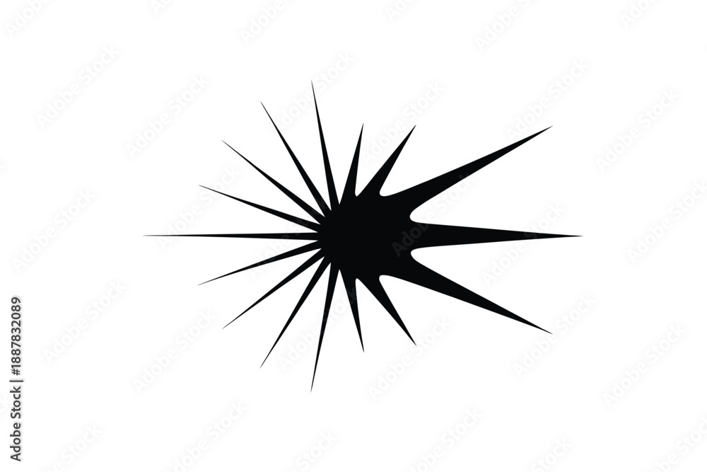 Obraz premium A simple black starburst shape isolated on a plain white background