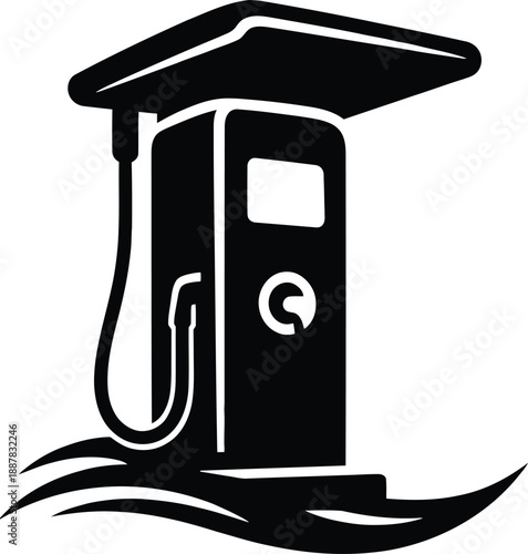 WElectric Vehicle Charging Station Silhouette – Clean EV Energy Icon Vector Illustrationeb