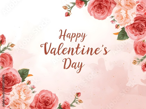 Wallpaper Mural Romantic Valentine’s Day Floral Greeting Card Background.  Torontodigital.ca