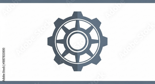 Gray gear icon with white outline on dark gray background