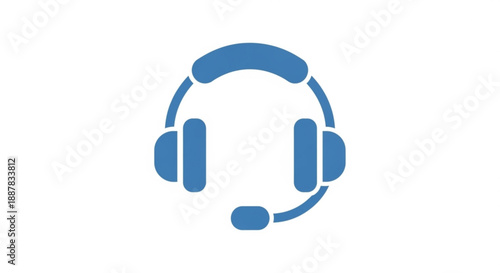 Blue headset icon for customer service or support on a for various uses