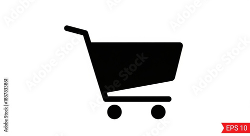 Black shopping cart icon on for ecommerce concepts and online store designs