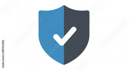 Shield icon with checkmark symbol in blue and gray