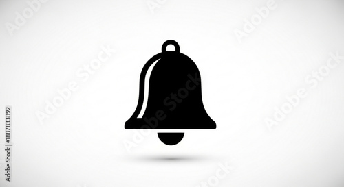Black bell icon on with subtle shadow effect