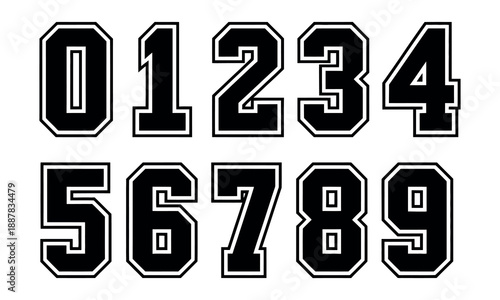 Athletic Jersey Numbers Clipart Set featuring bold varsity-style typography and block numerals for sports team uniforms.