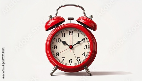 赤いツインベルの目覚まし時計と時間管理のイメージ