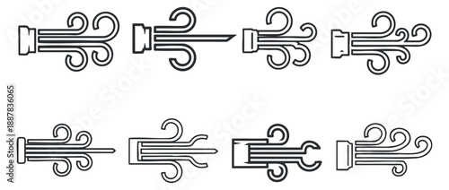 A collection of elegant swirl and curl decorative elements in black outline vector style, perfect for design projects and embellishments