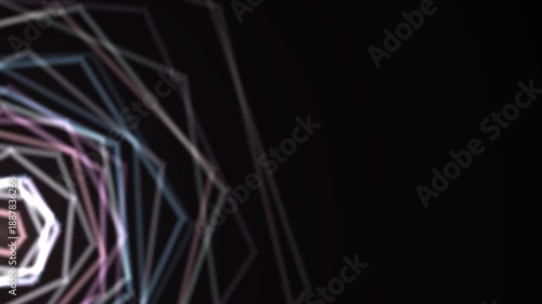 Glowing Geometric Shapes in Dark Background Moving in Circles