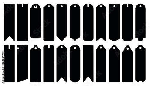 Simple Blank Bookmark Template Silhouette Set Featuring Designs with and without Ribbon