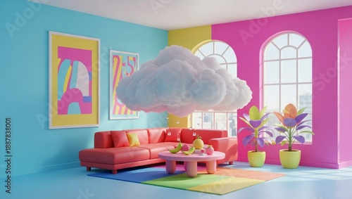 Minimalist Dreamy Aesthetic Furniture and Plants in Creative Studio