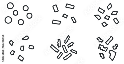 A collection of abstract shapes and patterns in minimalist outline vector style, suitable for creative design projects