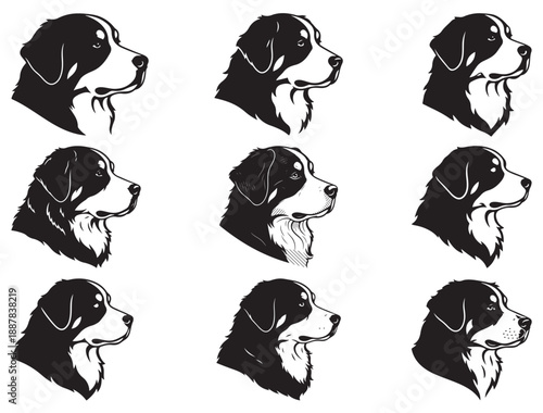 BERNESE MOUNTAIN DOG FACE SILHOUETTE