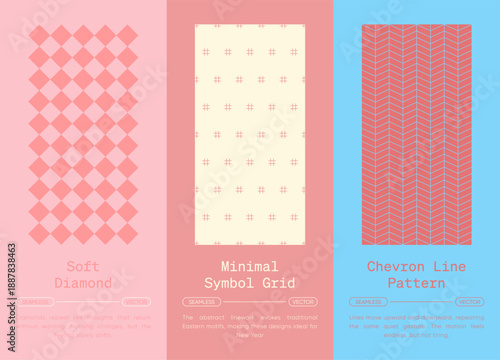 Wallpaper Mural Minimal lattice, woven grid and dotted seamless pattern collection, geometric linework repeats for modern Japanese abstract backgrounds, wallpaper, textile, packaging design Torontodigital.ca