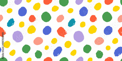 Colorful abstract pattern of scattered irregular oval shapes on a white background