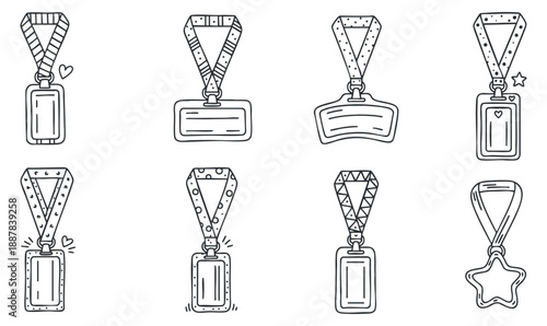 A collection of various medal and badge designs in outline vector style, suitable for awards and recognition events