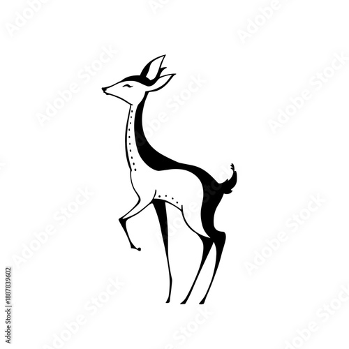 Roe Deer. Roe Deer simple black and white line art vector logo