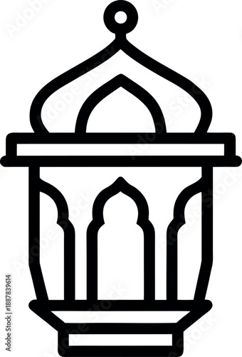 Ramadan Lantern Icon with Islamic Arched Windows and Domed Finial Design