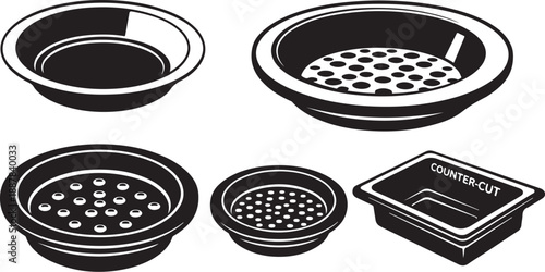 Various kitchen sink strainer and counter cut out designs
