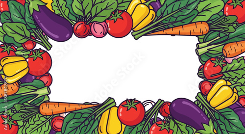 Vibrant fresh vegetables frame a blank space for text, celebrating healthy eating and natural goodness.