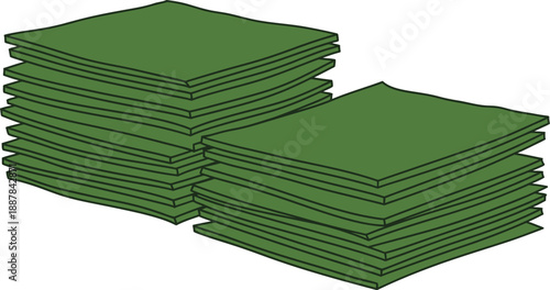 3d, photorealistic, detailed, stacks of green foam, high quality, volumetric lighting, studio lighting, clean background, minimalist
