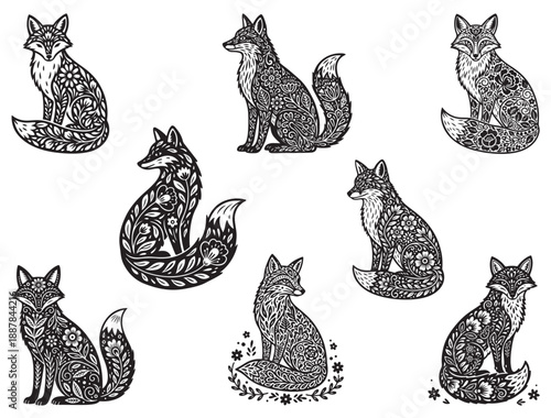  FOLK ART SITTING FOX SILHOUETTE