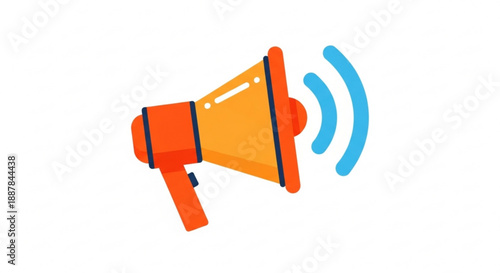 A colorful illustration of a megaphone with sound waves