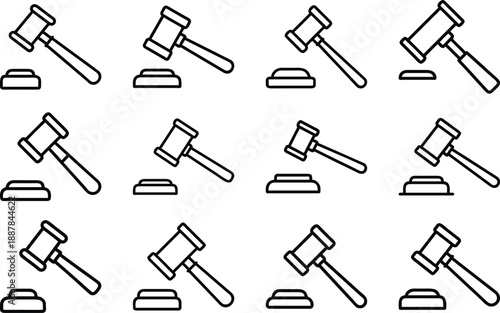 Judge Gavel and Sound Block Icon on White Background vector illustration