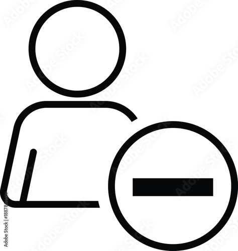 Black outline of person with minus symbol in circle person minus symbol delete