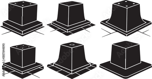 Black and white isometric cube shapes in various angles