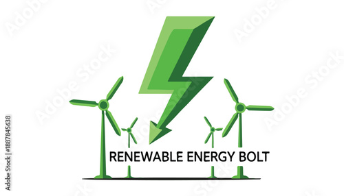A logo featuring a green lightning bolt striking between wind turbines with "RENEWABLE ENERGY BOLT" text.
