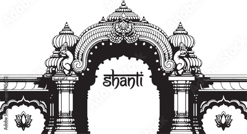 Indian Temple Gate Arch – Traditional Hindu Mandap Entrance Illustration