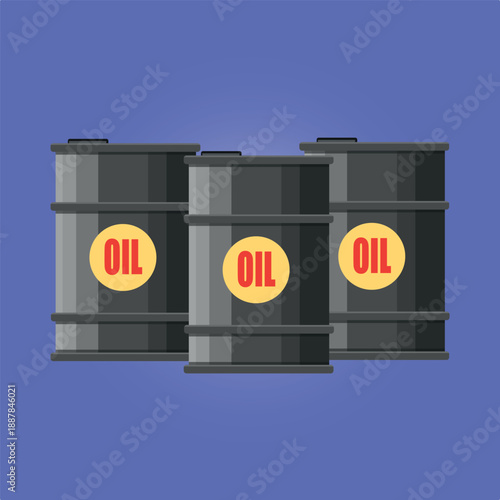 Oil Barrels Energy Industry Concept Flat Vector Illustration