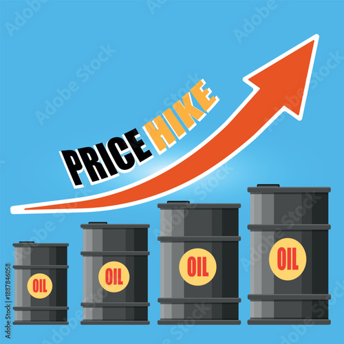 Oil Price Hike Energy Crisis Concept Flat Vector Illustration