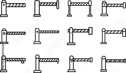 Police Roadblock Barrier Gate Icon on White Background vector illustration