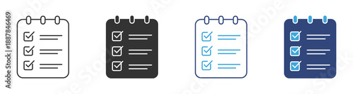 Task List Icon set. Checklist Planner and To-do Notes Symbol. Productivity Management Collection, vector Illustration.